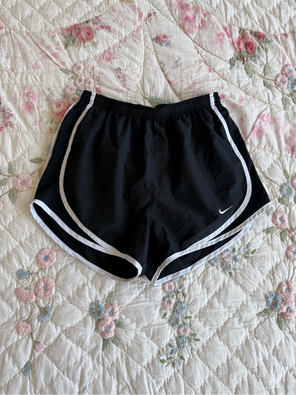 Nike Black Tempo Women's Athletic Running Shorts with White Trim